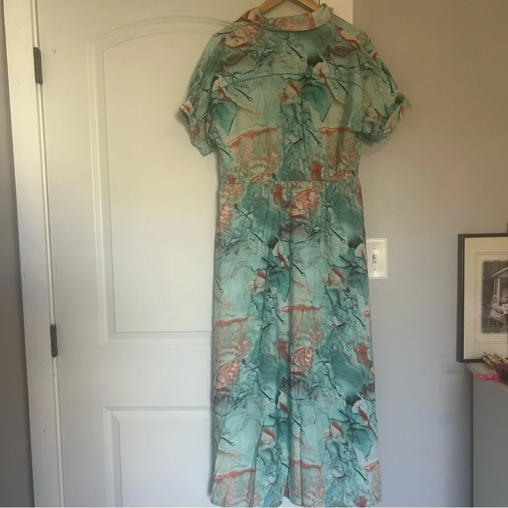 Soft Surroundings waterfront shirt dress abstract teal size M NWT - Picture 11 of 11